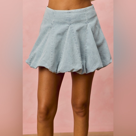 SO ME Denim Bubble Mini Skirt - Picture 2 of 8